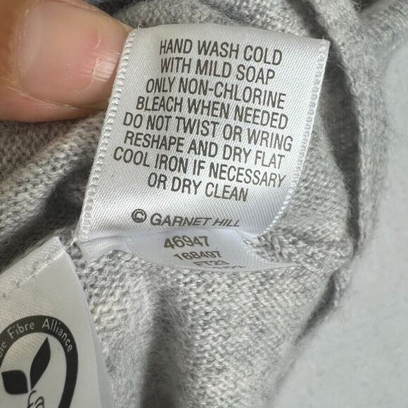 Garnet Hill Sweater Woman Small Gray Merino Wool Cashmere Pockets Turtleneck - Picture 7 of 8